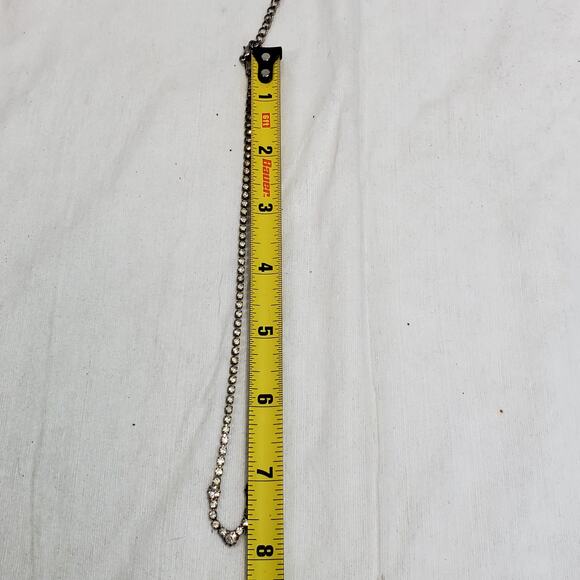 Claires Clear Rhinestone Necklace Dainty 8" Vtg Silver Tone - Picture 5 of 5